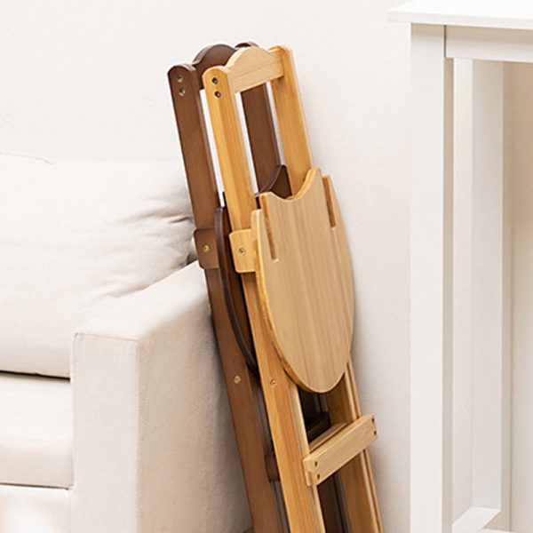 Modern Simplicity Bamboo Round Bar Stool Backrest Footrest Foldable For Kitchen - Image 14