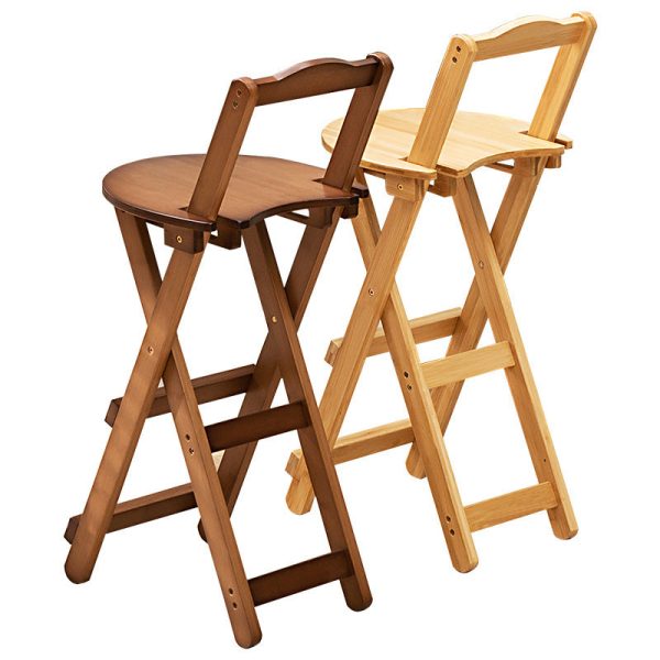 Modern Simplicity Bamboo Round Bar Stool Backrest Footrest Foldable For Kitchen - Image 31