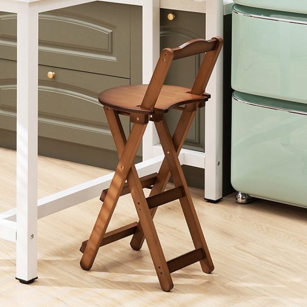 Modern Simplicity Bamboo Round Bar Stool Backrest Footrest Foldable For Kitchen - Image 20