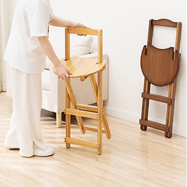 Modern Simplicity Bamboo Round Bar Stool Backrest Footrest Foldable For Kitchen - Image 18