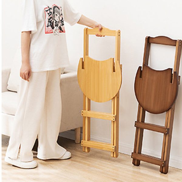 Modern Simplicity Bamboo Round Bar Stool Backrest Footrest Foldable For Kitchen - Image 17
