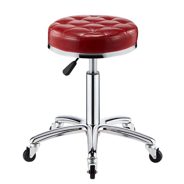 Modern Simplicity Leather Sponge Plastic Steel Round Checked Pattern Bar Stool Adjustable For Kitchen - Image 2
