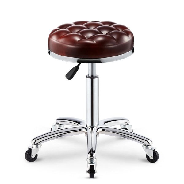 Modern Simplicity Leather Sponge Plastic Steel Round Checked Pattern Bar Stool Adjustable For Kitchen - Image 24