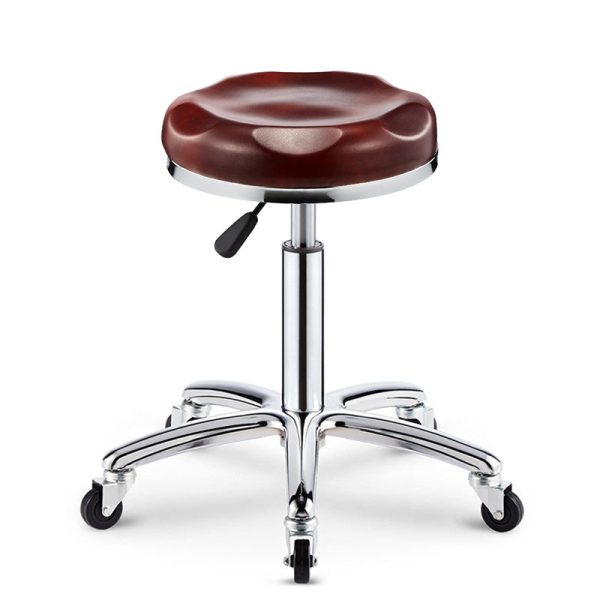 Modern Simplicity Leather Sponge Plastic Steel Round Checked Pattern Bar Stool Adjustable For Kitchen - Image 6