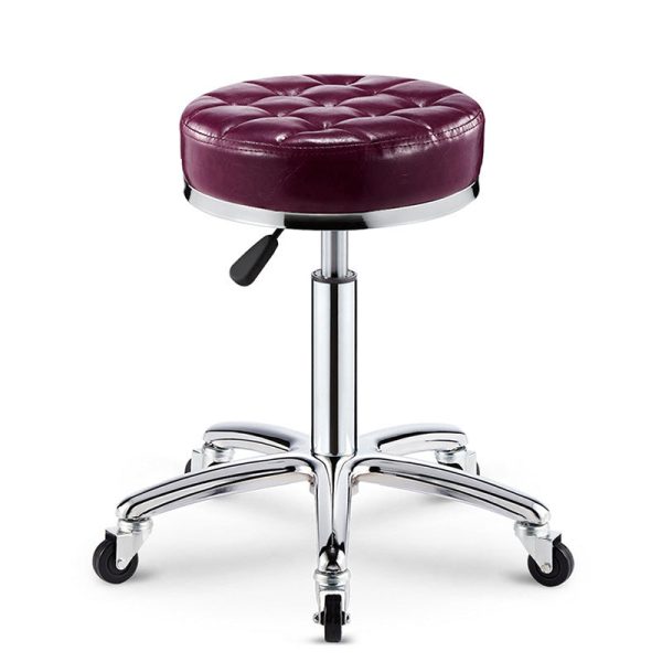 Modern Simplicity Leather Sponge Plastic Steel Round Checked Pattern Bar Stool Adjustable For Kitchen - Image 25