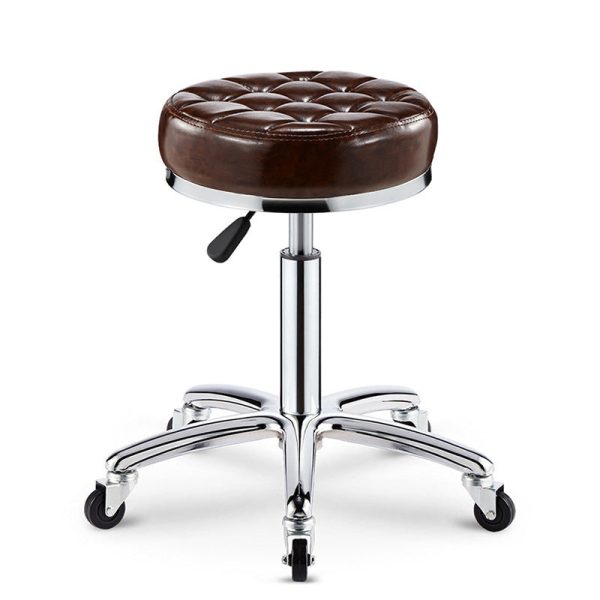 Modern Simplicity Leather Sponge Plastic Steel Round Checked Pattern Bar Stool Adjustable For Kitchen - Image 26