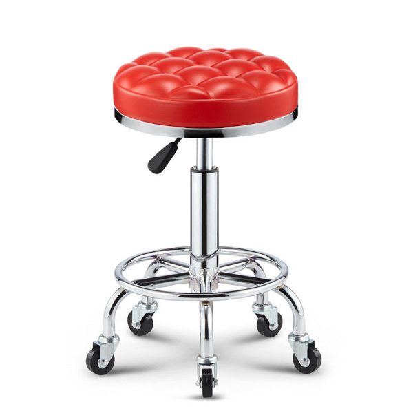Modern Simplicity Leather Sponge Plastic Steel Round Checked Pattern Bar Stool Adjustable For Kitchen - Image 30