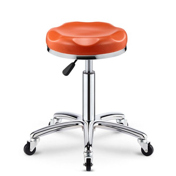 Modern Simplicity Leather Sponge Plastic Steel Round Checked Pattern Bar Stool Adjustable For Kitchen - Image 4