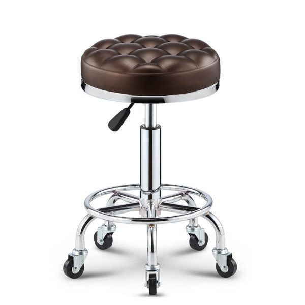 Modern Simplicity Leather Sponge Plastic Steel Round Checked Pattern Bar Stool Adjustable For Kitchen - Image 33