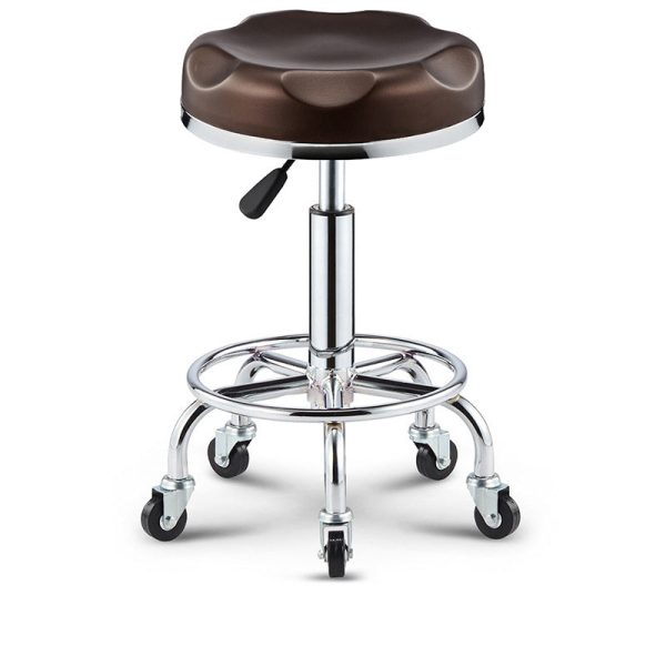Modern Simplicity Leather Sponge Plastic Steel Round Checked Pattern Bar Stool Adjustable For Kitchen - Image 34