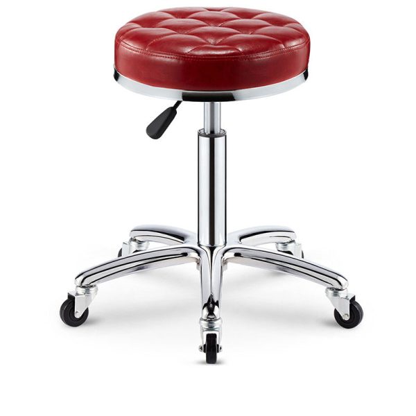 Modern Simplicity Leather Sponge Plastic Steel Round Checked Pattern Bar Stool Adjustable For Kitchen - Image 18
