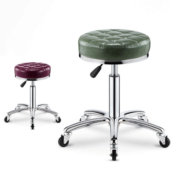 Modern Simplicity Leather Sponge Plastic Steel Round Checked Pattern Bar Stool Adjustable For Kitchen - Image 14