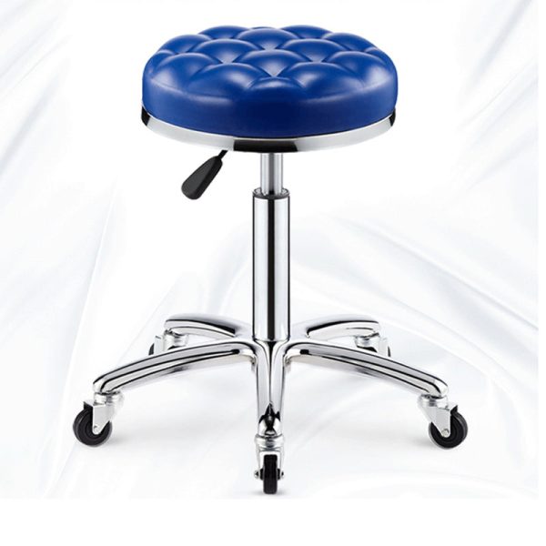 Modern Simplicity Leather Sponge Plastic Steel Round Checked Pattern Bar Stool Adjustable For Kitchen - Image 19