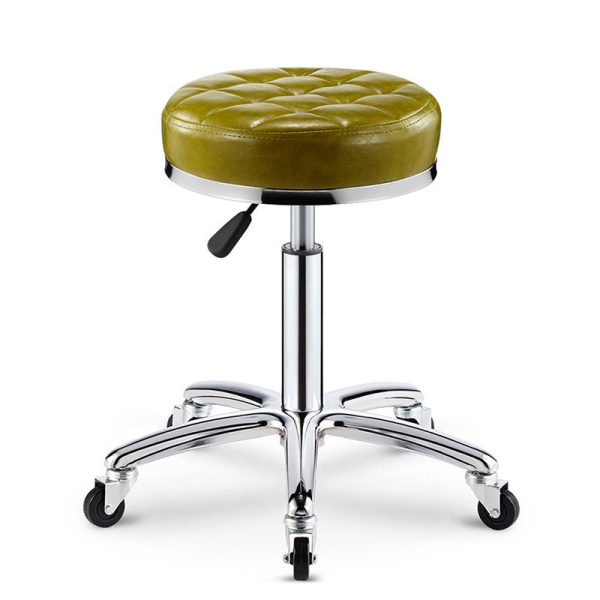 Modern Simplicity Leather Sponge Plastic Steel Round Checked Pattern Bar Stool Adjustable For Kitchen - Image 3
