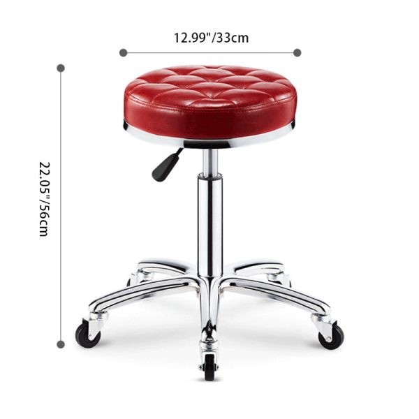 Modern Simplicity Leather Sponge Plastic Steel Round Checked Pattern Bar Stool Adjustable For Kitchen - Image 8