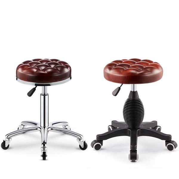 Modern Simplicity Leather Sponge Plastic Steel Round Checked Pattern Bar Stool Adjustable For Kitchen - Image 36