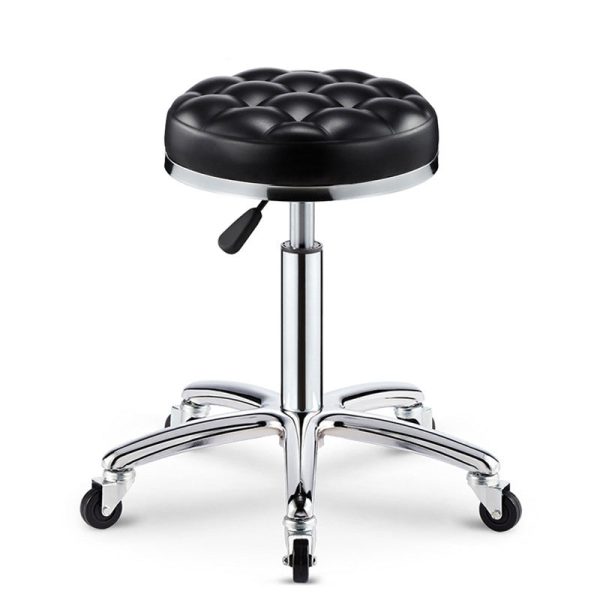 Modern Simplicity Leather Sponge Plastic Steel Round Checked Pattern Bar Stool Adjustable For Kitchen - Image 7
