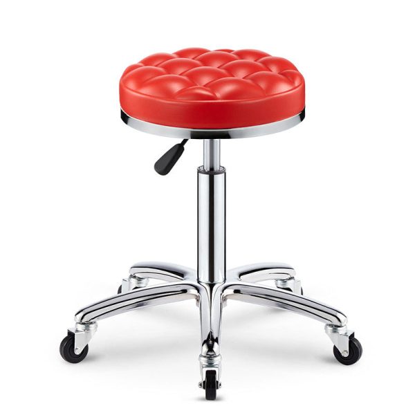 Modern Simplicity Leather Sponge Plastic Steel Round Checked Pattern Bar Stool Adjustable For Kitchen - Image 17
