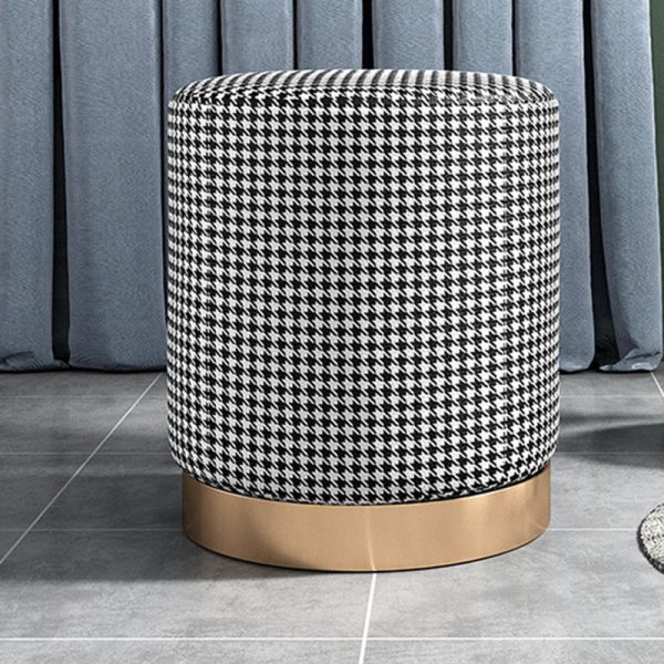 Contemporary Scandinavian Fabric Velvet Leather Iron Sponge Round Cylinder Footstool Backless For Entryway - Image 10