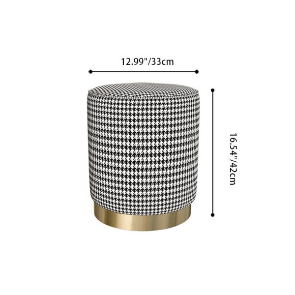 Contemporary Scandinavian Fabric Velvet Leather Iron Sponge Round Cylinder Footstool Backless For Entryway - Image 6