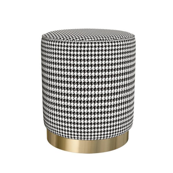 Contemporary Scandinavian Fabric Velvet Leather Iron Sponge Round Cylinder Footstool Backless For Entryway - Image 18