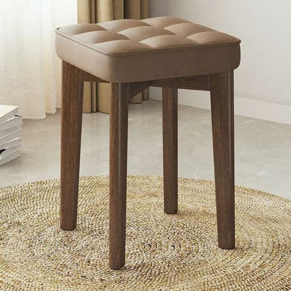 Modern Simplicity Fabric Leather Rubber Wood Square Bread Shape Dining Chair Stool Stackable For Dining Room - Image 4