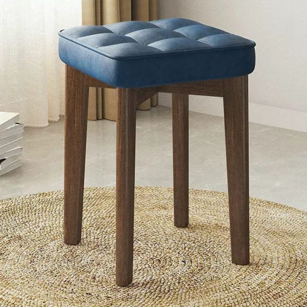 Modern Simplicity Fabric Leather Rubber Wood Square Bread Shape Dining Chair Stool Stackable For Dining Room - Image 31