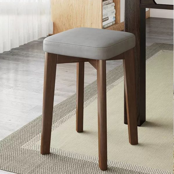 Modern Simplicity Fabric Leather Rubber Wood Square Bread Shape Dining Chair Stool Stackable For Dining Room - Image 33