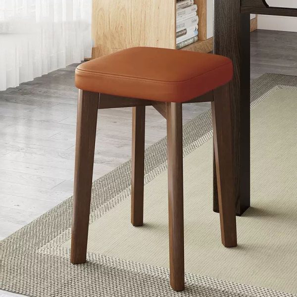 Modern Simplicity Fabric Leather Rubber Wood Square Bread Shape Dining Chair Stool Stackable For Dining Room - Image 7