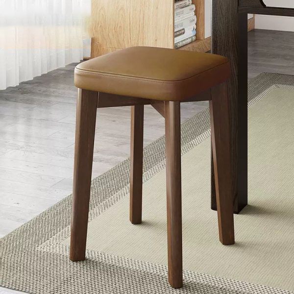 Modern Simplicity Fabric Leather Rubber Wood Square Bread Shape Dining Chair Stool Stackable For Dining Room - Image 34