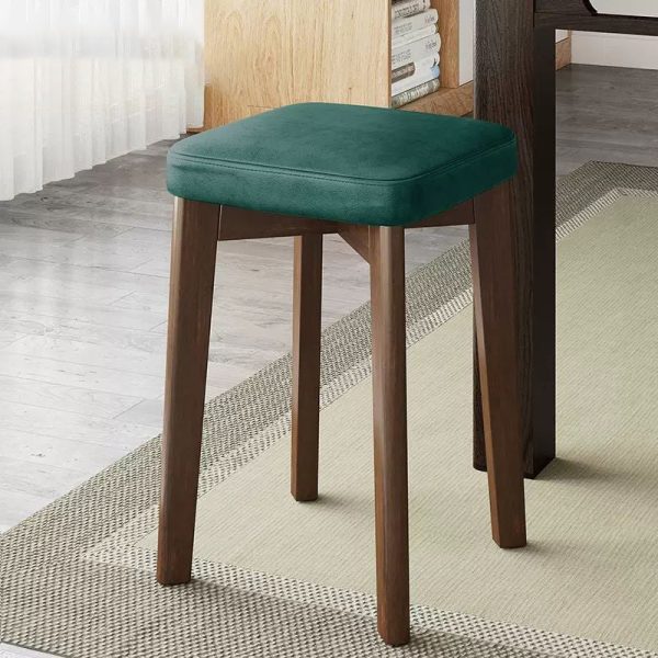 Modern Simplicity Fabric Leather Rubber Wood Square Bread Shape Dining Chair Stool Stackable For Dining Room - Image 6