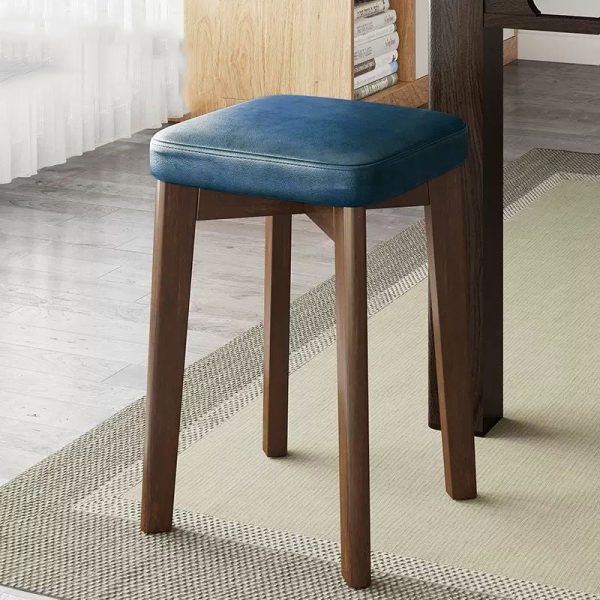 Modern Simplicity Fabric Leather Rubber Wood Square Bread Shape Dining Chair Stool Stackable For Dining Room - Image 38
