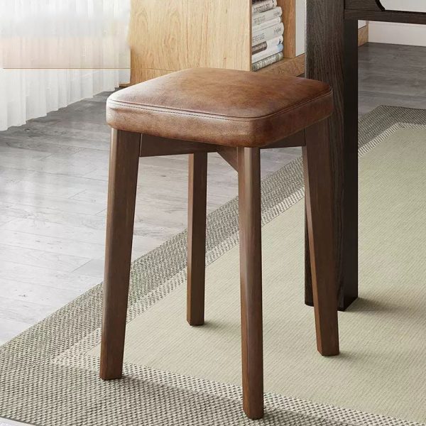 Modern Simplicity Fabric Leather Rubber Wood Square Bread Shape Dining Chair Stool Stackable For Dining Room - Image 39