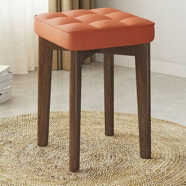 Modern Simplicity Fabric Leather Rubber Wood Square Bread Shape Dining Chair Stool Stackable For Dining Room - Image 23