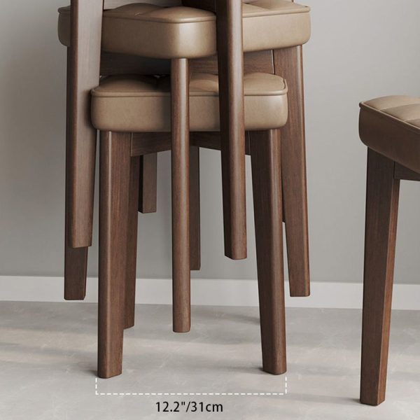 Modern Simplicity Fabric Leather Rubber Wood Square Bread Shape Dining Chair Stool Stackable For Dining Room - Image 40