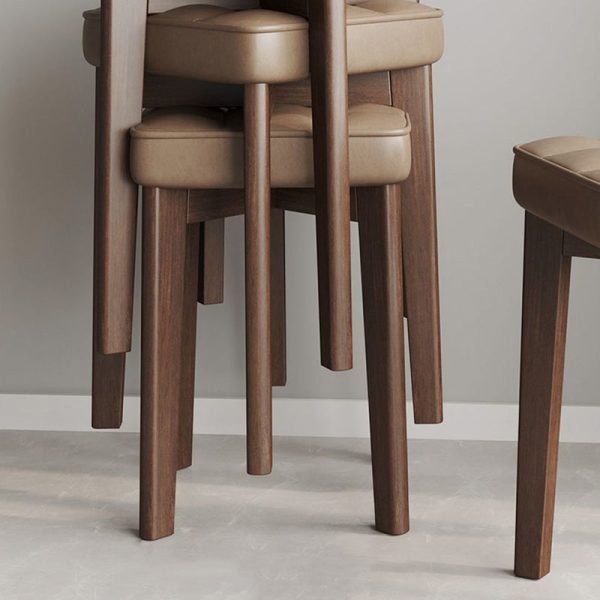 Modern Simplicity Fabric Leather Rubber Wood Square Bread Shape Dining Chair Stool Stackable For Dining Room - Image 19