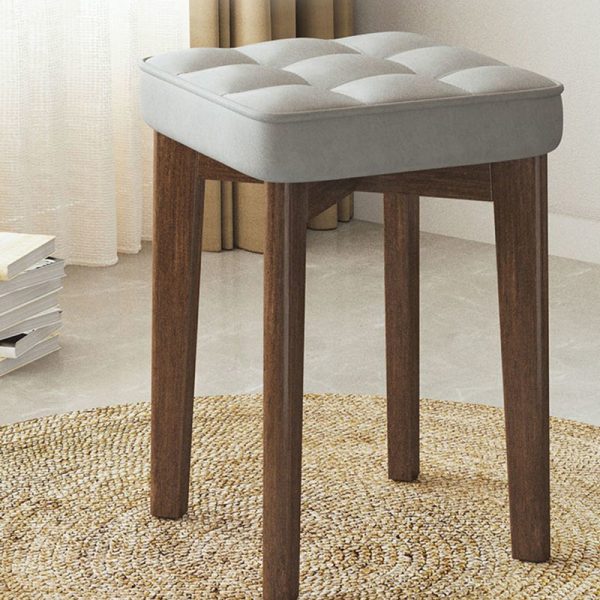 Modern Simplicity Fabric Leather Rubber Wood Square Bread Shape Dining Chair Stool Stackable For Dining Room - Image 5