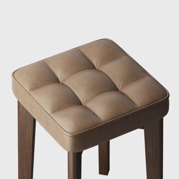 Modern Simplicity Fabric Leather Rubber Wood Square Bread Shape Dining Chair Stool Stackable For Dining Room - Image 16