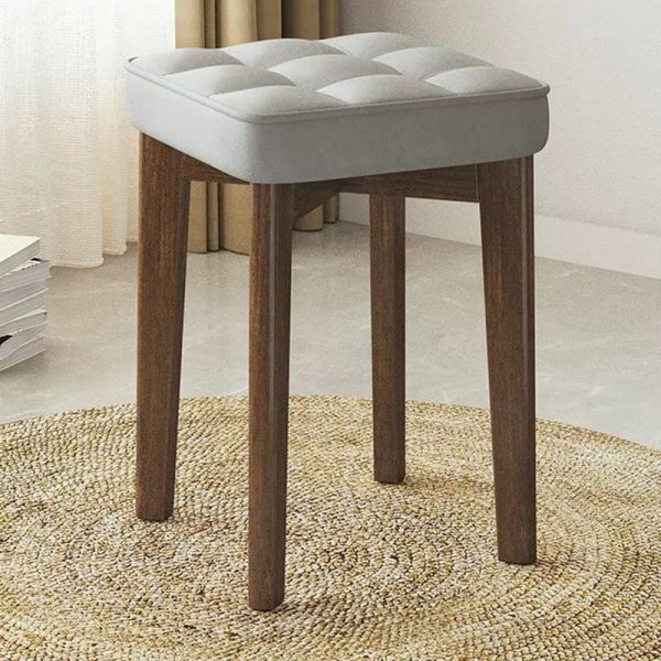 Modern Simplicity Fabric Leather Rubber Wood Square Bread Shape Dining Chair Stool Stackable For Dining Room - Image 24