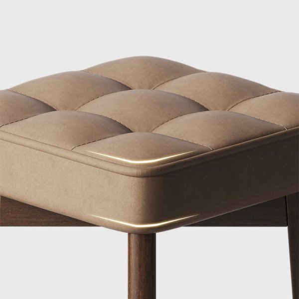 Modern Simplicity Fabric Leather Rubber Wood Square Bread Shape Dining Chair Stool Stackable For Dining Room - Image 14