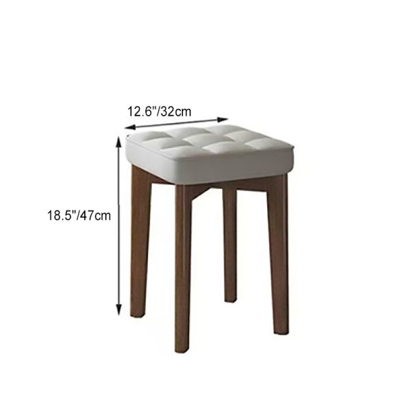 Modern Simplicity Fabric Leather Rubber Wood Square Bread Shape Dining Chair Stool Stackable For Dining Room - Image 8