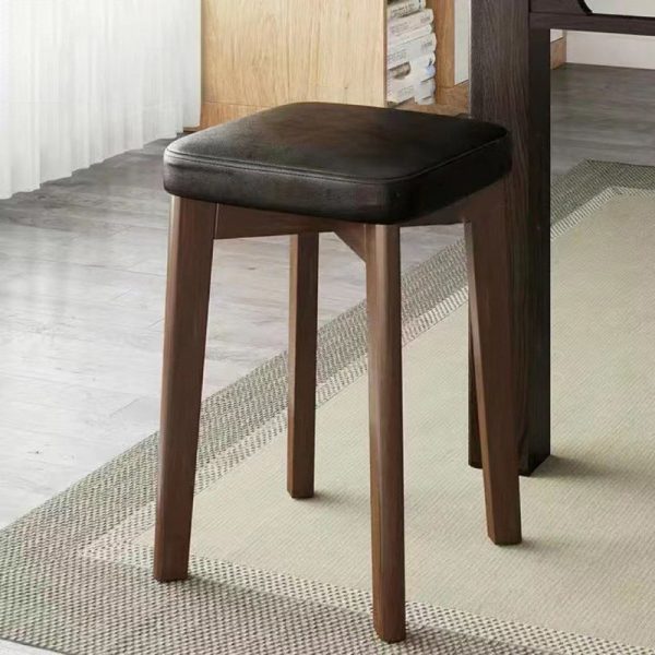 Modern Simplicity Fabric Leather Rubber Wood Square Bread Shape Dining Chair Stool Stackable For Dining Room - Image 37