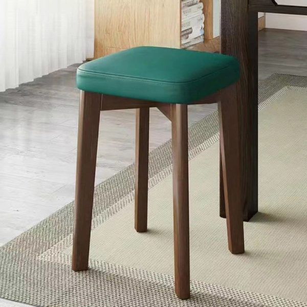 Modern Simplicity Fabric Leather Rubber Wood Square Bread Shape Dining Chair Stool Stackable For Dining Room - Image 32
