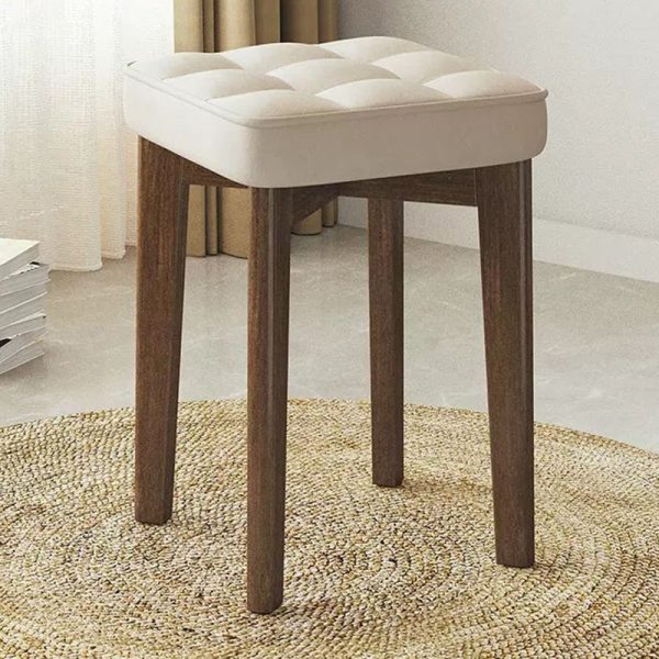 Modern Simplicity Fabric Leather Rubber Wood Square Bread Shape Dining Chair Stool Stackable For Dining Room - Image 25