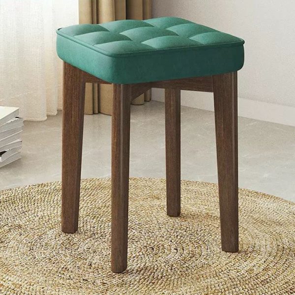 Modern Simplicity Fabric Leather Rubber Wood Square Bread Shape Dining Chair Stool Stackable For Dining Room - Image 26