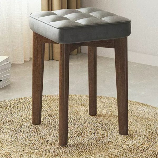 Modern Simplicity Fabric Leather Rubber Wood Square Bread Shape Dining Chair Stool Stackable For Dining Room - Image 27