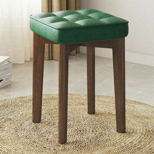 Modern Simplicity Fabric Leather Rubber Wood Square Bread Shape Dining Chair Stool Stackable For Dining Room - Image 28