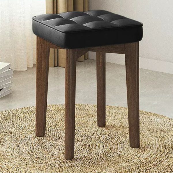 Modern Simplicity Fabric Leather Rubber Wood Square Bread Shape Dining Chair Stool Stackable For Dining Room - Image 29