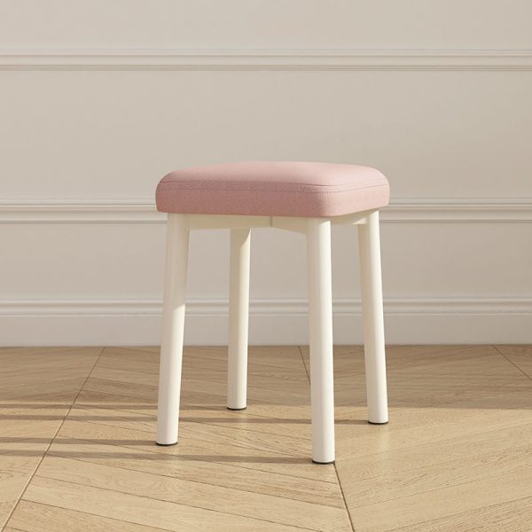 Contemporary Scandinavian Fabric Leather Iron Latex Square Stool Stackable For Living Room - Image 5