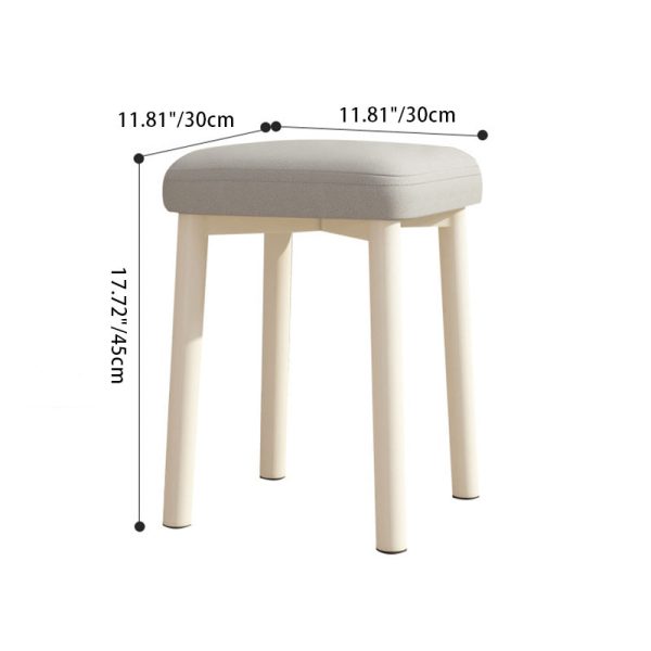Contemporary Scandinavian Fabric Leather Iron Latex Square Stool Stackable For Living Room - Image 6